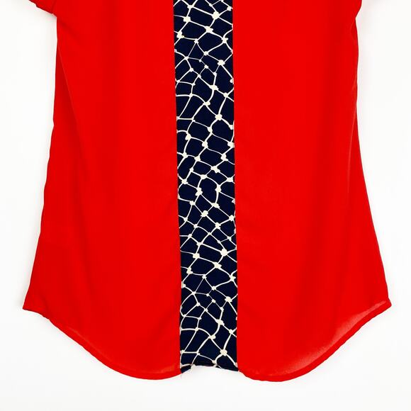 41Hawthorn Sleeveless Blouse Red With Navy Stripe Lightweight Womens Size Small - Picture 10 of 11